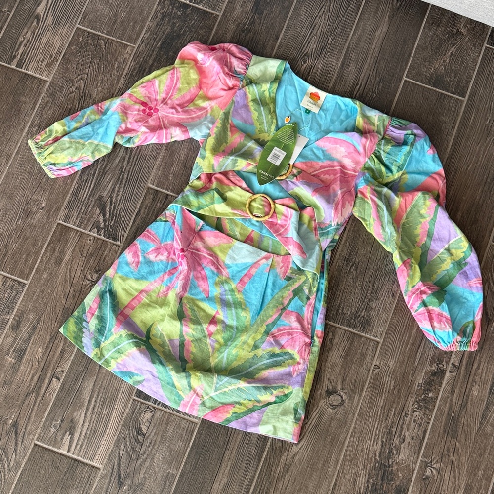 FARM Rio Tropical Floral Mini Dress in Pink, Blue, Green